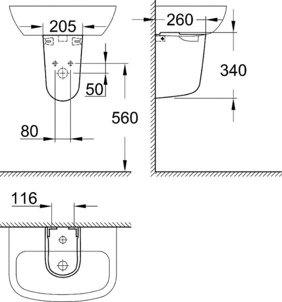 Раковина Grohe Bau Ceramic 39420000 с полупьедесталом