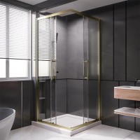 Душевой уголок Veconi Premium Trento PTC-20G 100x80, профиль брашированное золото, стекло прозрачное