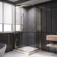 Душевой уголок Veconi Premium Trento PTC-20G 100x80, профиль брашированное золото, стекло прозрачное