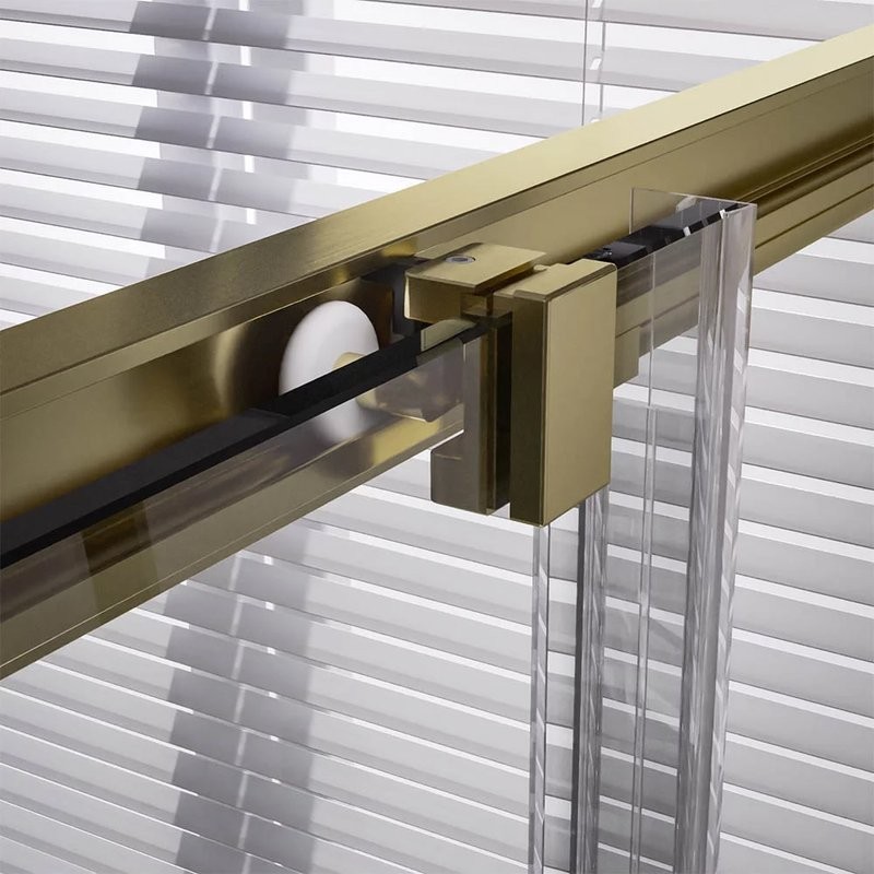 Душевой уголок Veconi Premium Trento PTC-20G 100x80, профиль брашированное золото, стекло прозрачное