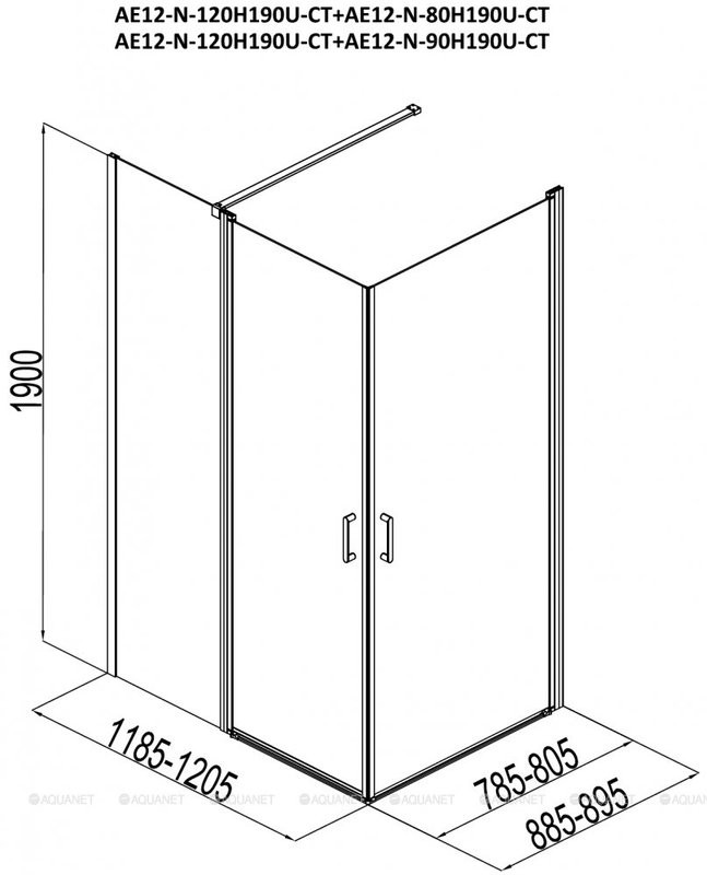 Душевой уголок Aquanet Cinetic 120x90