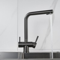 Смеситель для кухни Shevanik S468T оружейная сталь