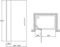 Душевая дверь в нишу Jacob Delafon Contra 100 профиль хром