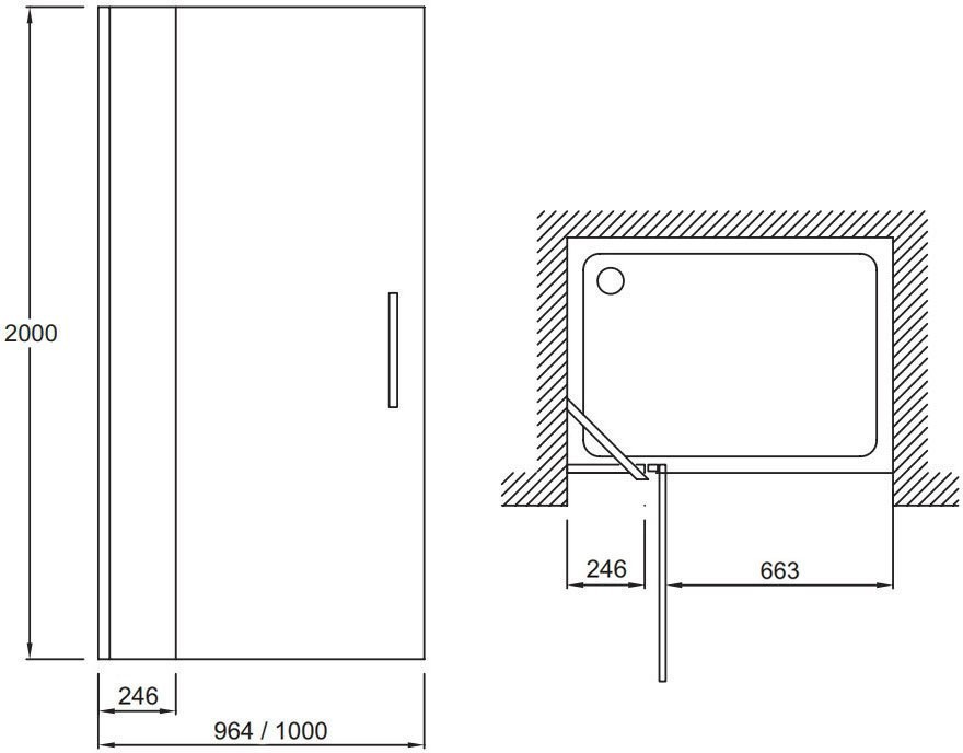Душевая дверь в нишу Jacob Delafon Contra 100 профиль хром