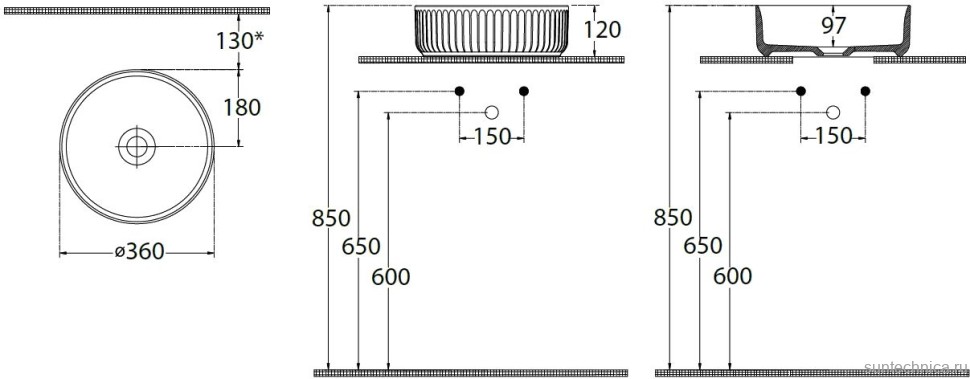 Накладная раковина Allen Brau Fantasy Line 36, бордо