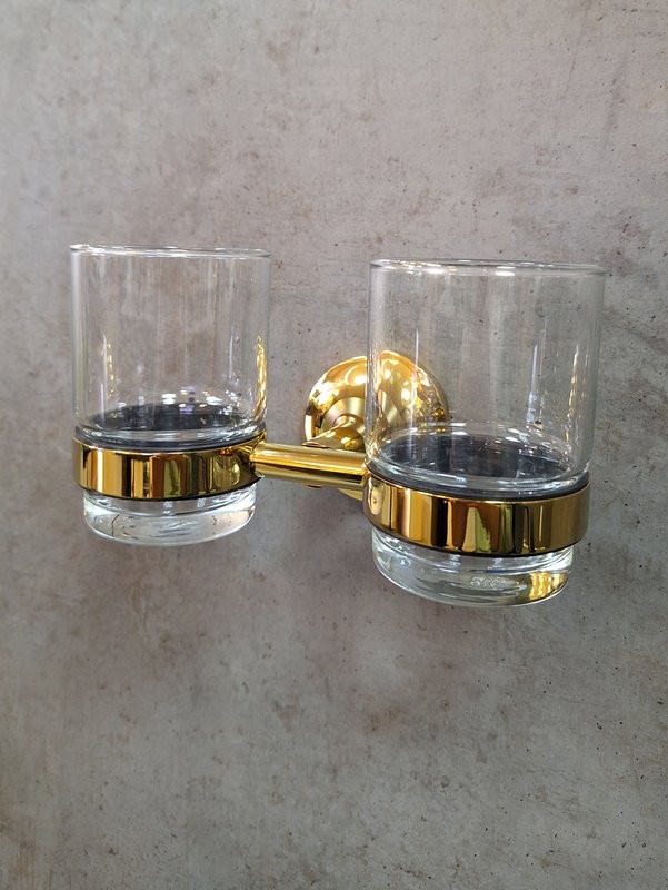 Стакан для ванной AltroBagno Corposo 081702 Gl настенный, золото, стеклянный, двойной