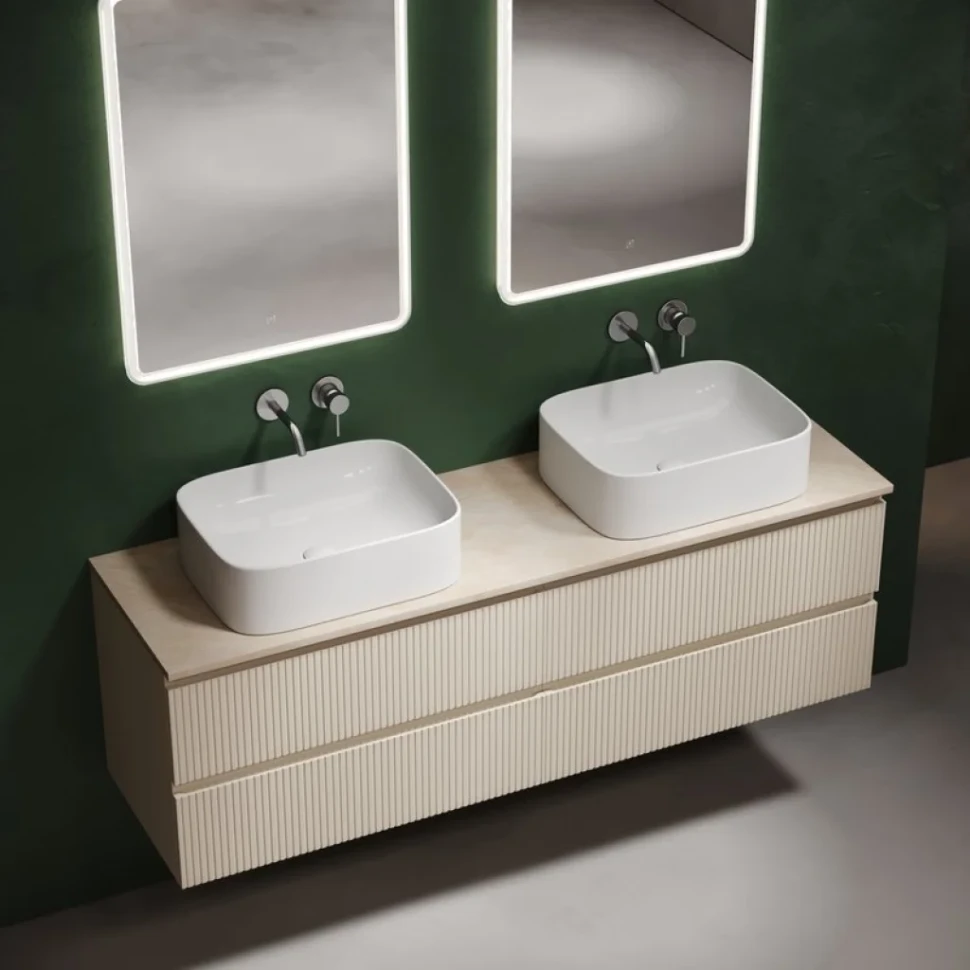 Тумба с раковиной Sancos Snob T 160 beige soft, столешница бежевая TT160A2, раковина CN6052