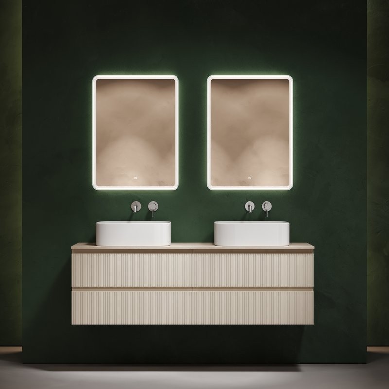 Тумба с раковиной Sancos Snob T 160 beige soft, столешница бежевая TT160A2, раковина CN6052