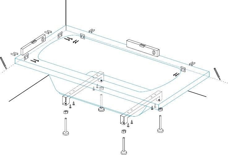 Акриловая ванна Cezares Plane 170x75 см, пристенная, белая, на ножках