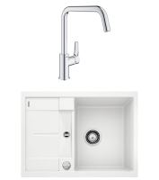 Комплект Мойка Blanco Metra 45S Compact 519576 белая + Смеситель Grohe Eurosmart