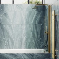 Шторка на ванну Maybahglass MGV-598-3 60x140, профиль золото, стекло прозрачное