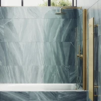 Шторка на ванну Maybahglass MGV-598-3 60x140, профиль золото, стекло прозрачное