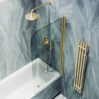 Шторка на ванну Maybahglass MGV-598-3 60x140, профиль золото, стекло прозрачное