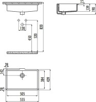 Раковина встраиваемая снизу Creavit TP738-00CB00E-0000 56 глянцевая белая, прямоугольная