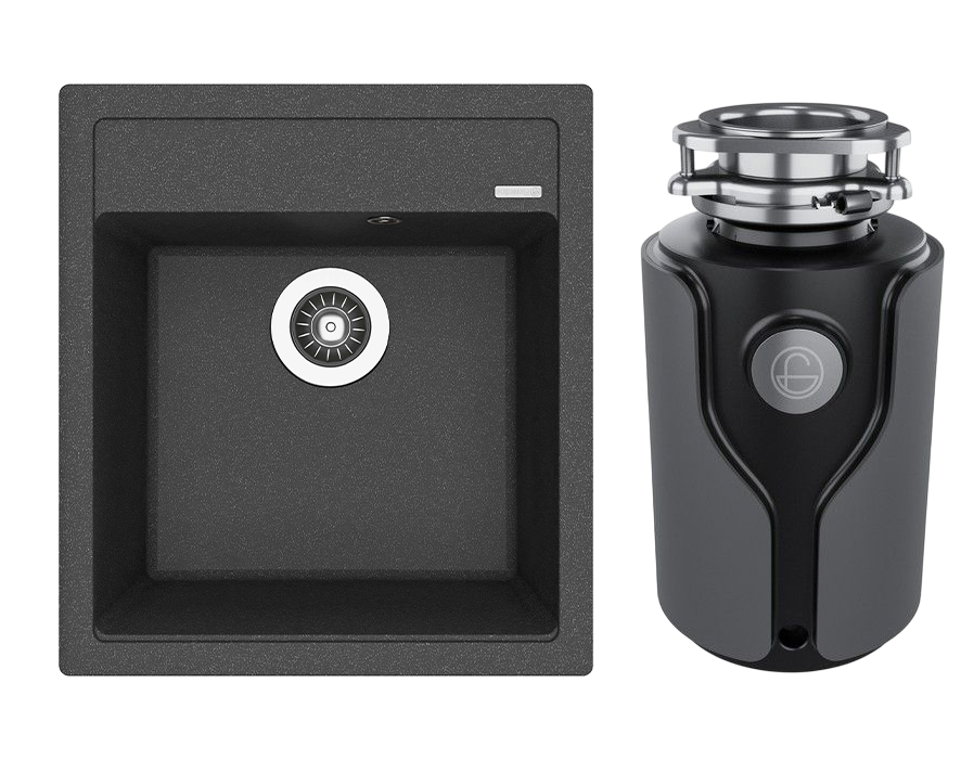 Комплект Мойка Florentina Липси 460 черная + Измельчитель KUCHENSTERN Muhle