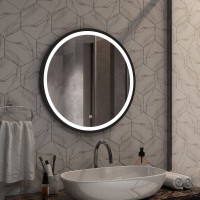 Зеркало круглое Art&Max Livorno AM-Liv-800-DS-F-Nero 80х80 черное, с LED-подсветкой, 6000k