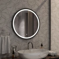 Зеркало круглое Art&Max Livorno AM-Liv-800-DS-F-Nero 80х80 черное, с LED-подсветкой, 6000k