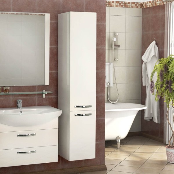 Шкаф пенал для ванной AQUATON Ария М белый