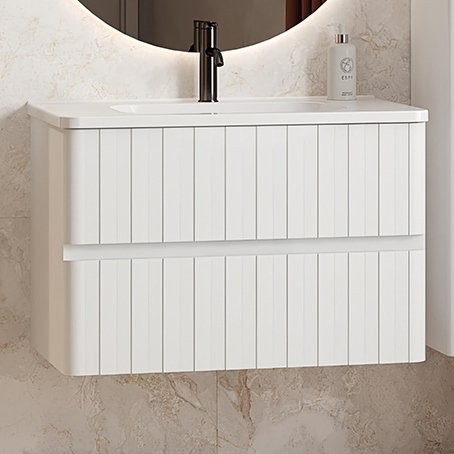 Тумба с раковиной Belux Осло 80 подвесная, белая матовая