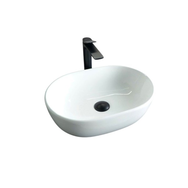 Накладная раковина GID Lago N9026b 48 глянцевая белая, овальная, фаянс