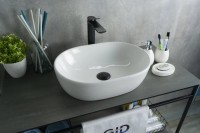 Накладная раковина GID Lago N9026b 48 глянцевая белая, овальная, фаянс