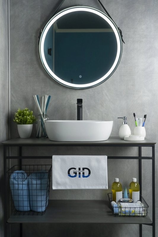 Накладная раковина GID Lago N9026b 48 глянцевая белая, овальная, фаянс