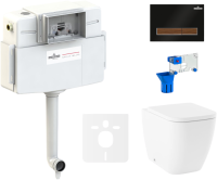 Комплект Lavinia Boho Унитаз приставной One 33024060 + Крышка-сиденье One 33290200 с микролифтом + Бачок скрытого монтажа RelFix 38020010 + Кнопка RelFix 38050602 + Дозатор RelFix 38040010