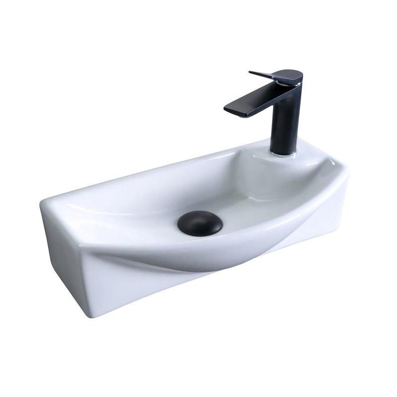 Раковина маленькая в туалет GID Suspendido 7946L 46 глянцевая белая, прямоугольная, фаянс