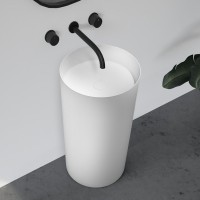 Раковина напольная Abber Stein AS2506 45 матовая белая, круглая, моноблок, искусственный камень