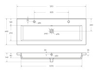 Мебельная раковина Cezares CZR-8070-120-1-2 120 белая глянцевая
