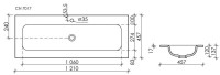 Накладная раковина Ceramicanova Grace прямоугольная черная матовая 121 см CN7017MB