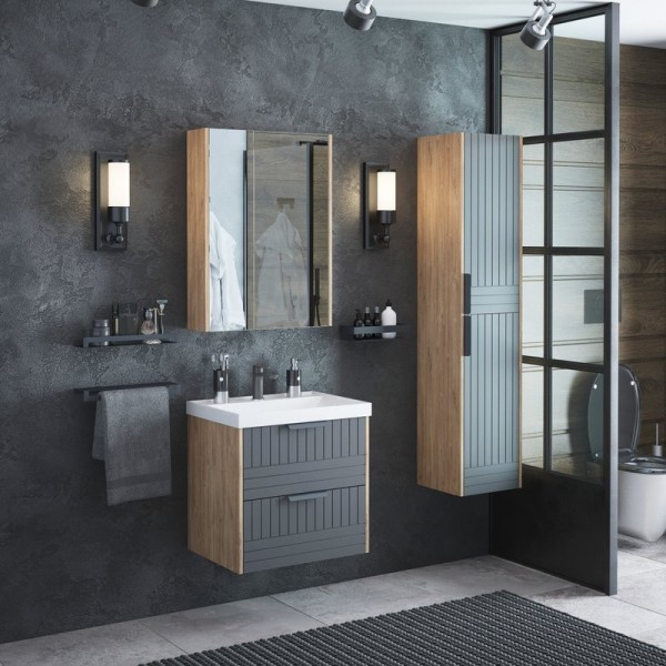 Мебель для ванной комнаты Corozo Инди 60 дуб канзас, графит