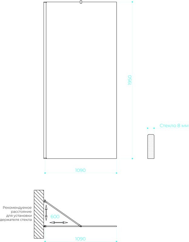 Душевая перегородка Maybahglass MGD-682-3ш 109 см, профиль золото, стекло графит матовое