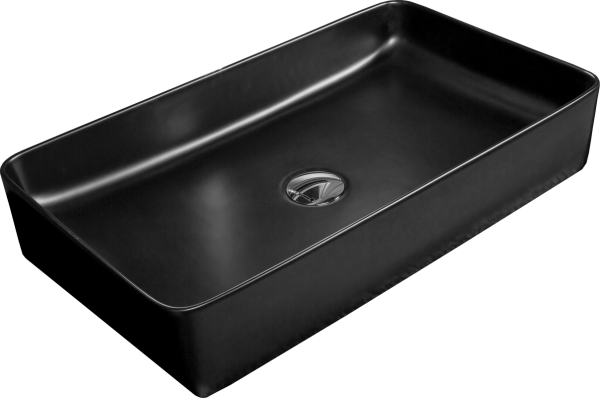 Накладная раковина Armadi Art Vallessi 873 60 черная, прямоугольная, фаянс, с 1 отверстием под смеситель