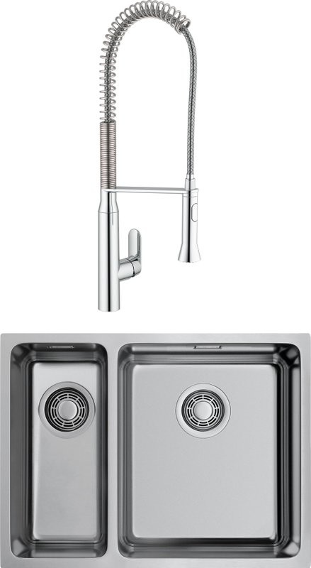 Комплект Мойка Omoikiri TADZAVA 58-2-U/IF R + Смеситель Grohe K7 32950000 с гибким изливом