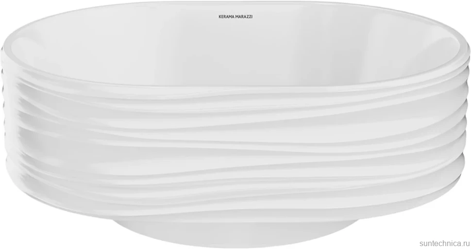 Накладная раковина KERAMA MARAZZI Sabbia 51 глянцевая белая, овальная, с 1 отверстием под смеситель