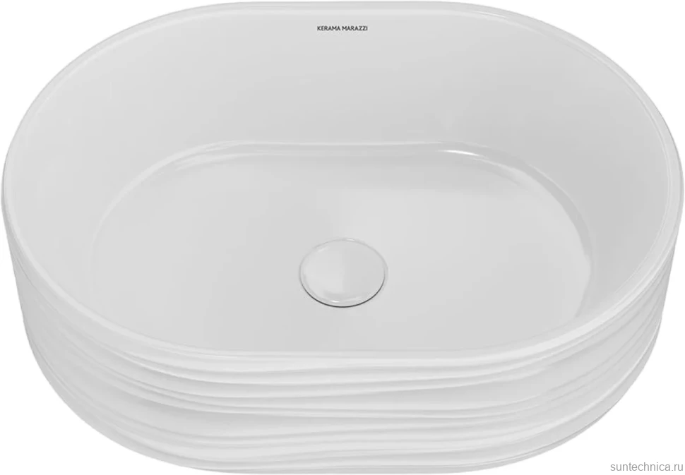 Накладная раковина KERAMA MARAZZI Sabbia 51 глянцевая белая, овальная, с 1 отверстием под смеситель