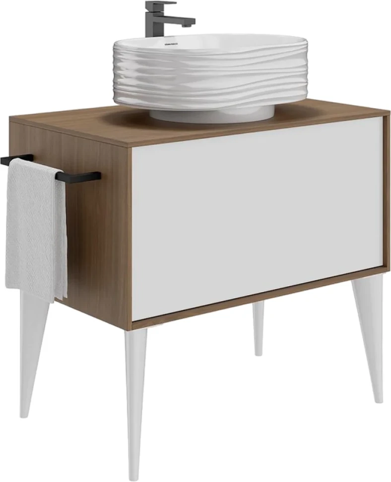 Накладная раковина KERAMA MARAZZI Sabbia 51 глянцевая белая, овальная, с 1 отверстием под смеситель