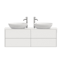 Тумба с раковиной Belux Джаз 150 подвесная, белая глянцевая, раковина Дубай 56