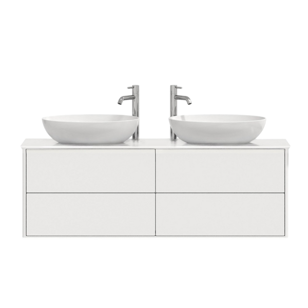 Тумба с раковиной Belux Джаз 150 подвесная, белая глянцевая, раковина Дубай 56