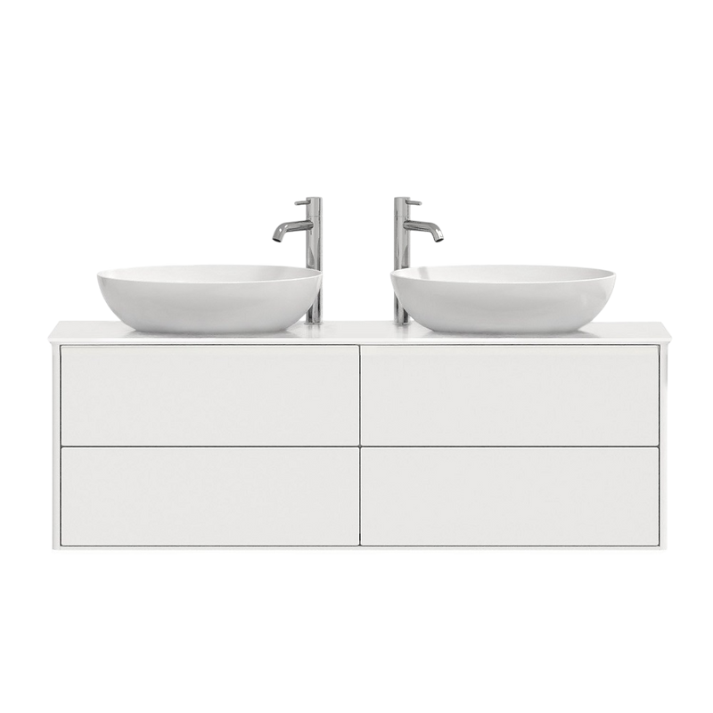 Тумба с раковиной Belux Джаз 150 подвесная, белая глянцевая, раковина Дубай 56