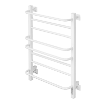 Полотенцесушитель электрический Comfysan Puro-K EC-8 80x55 см, скрытое подключение справа, слева, матовый белый, лесенка, из стали, с полкой