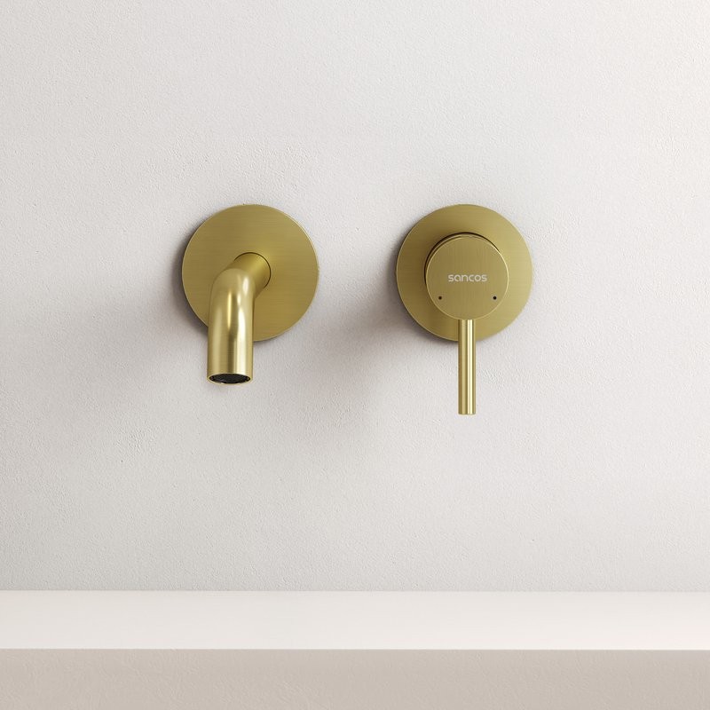 Смеситель для раковины Sancos Etna, брашированное золото, PVD покрытие, SC9004BG