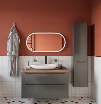 Мебель для ванной STWORKI Берген 100 серая с темной столешницей,  раковина Bocchi Etna 1114-001-0125