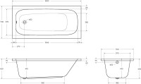 Акриловая ванна Cezares Eco 150x70 см, пристенная, белая, на ножках