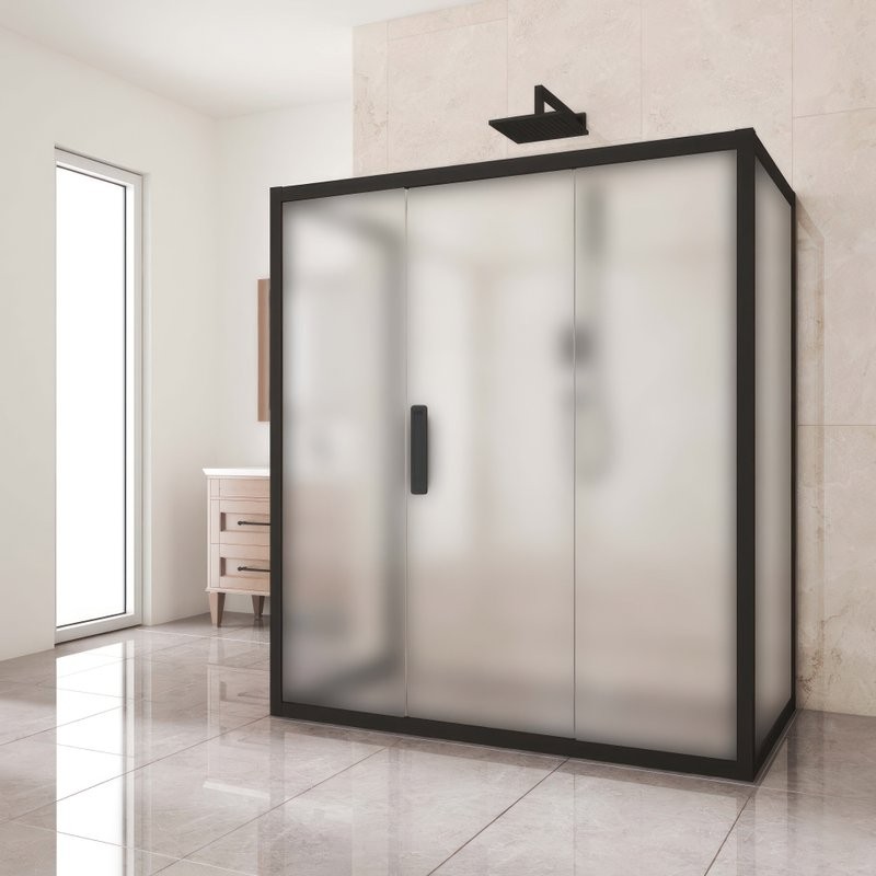 Душевой уголок Kubele DE019 R3U-MAT-BLMT 140х90 см, профиль матовый черный