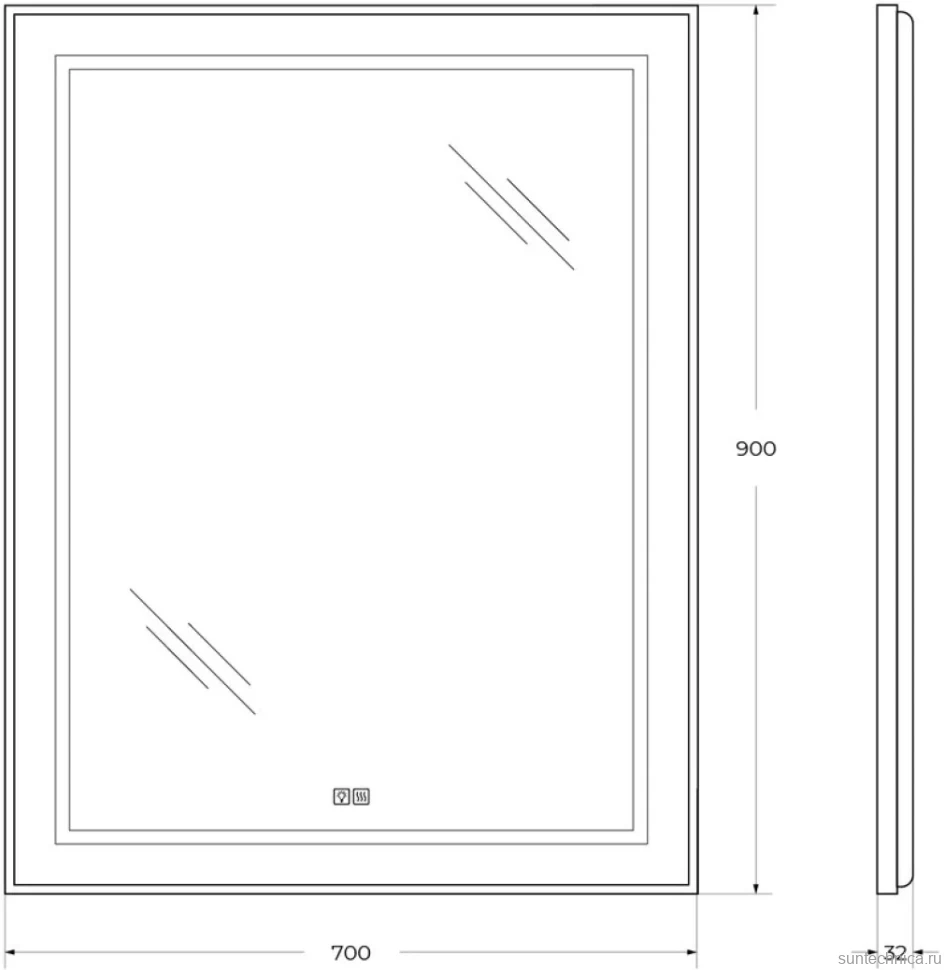 Зеркало BelBagno Kraft 90x70, с подсветкой, с подогревом, сатин