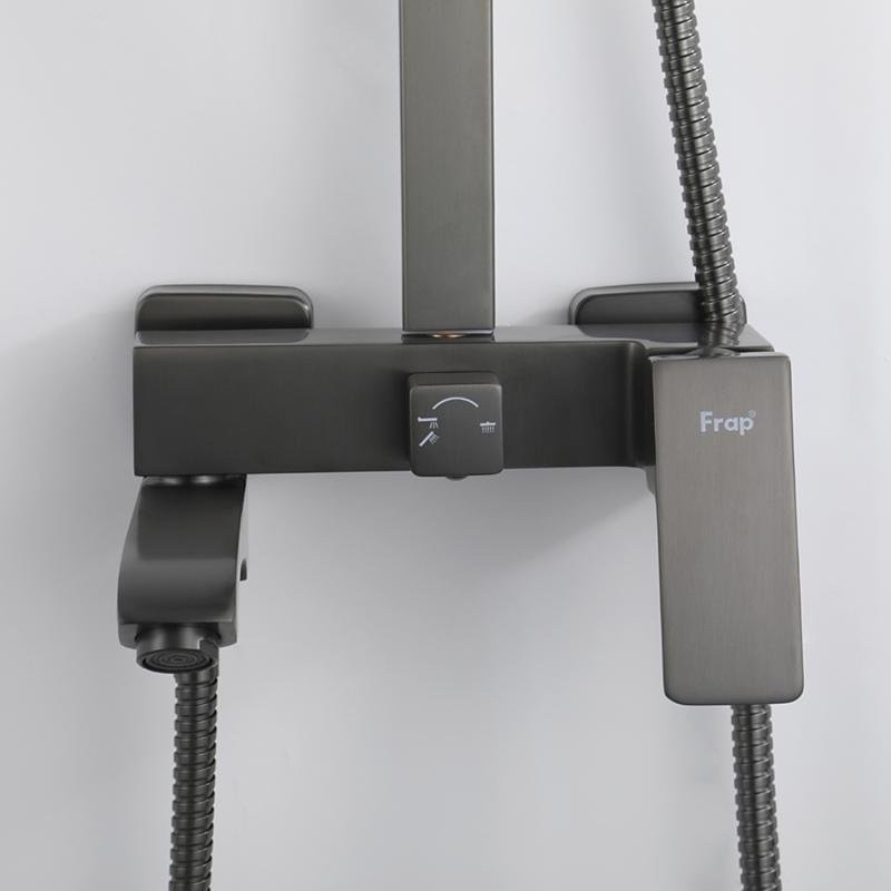 Душевая стойка Frap H76 F2476-9 оружейная сталь