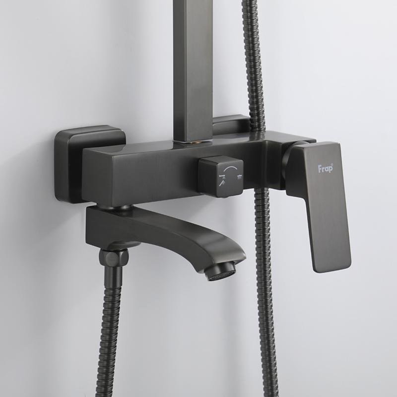 Душевая стойка Frap H76 F2476-9 оружейная сталь