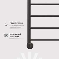 Полотенцесушитель водяной EWRIKA Сафо FP 80х50 с полкой, черный матовый
